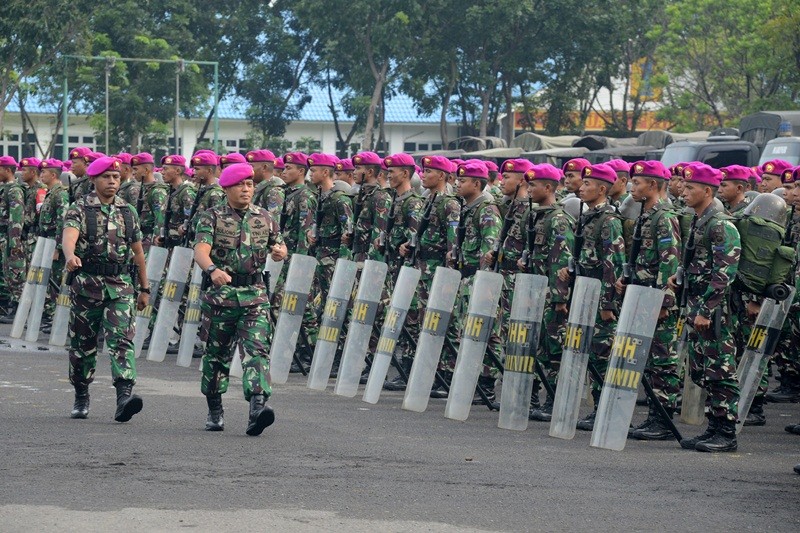 Marinir Wilayah Timur Gelar Apel Pengamanan Pemilu 2019