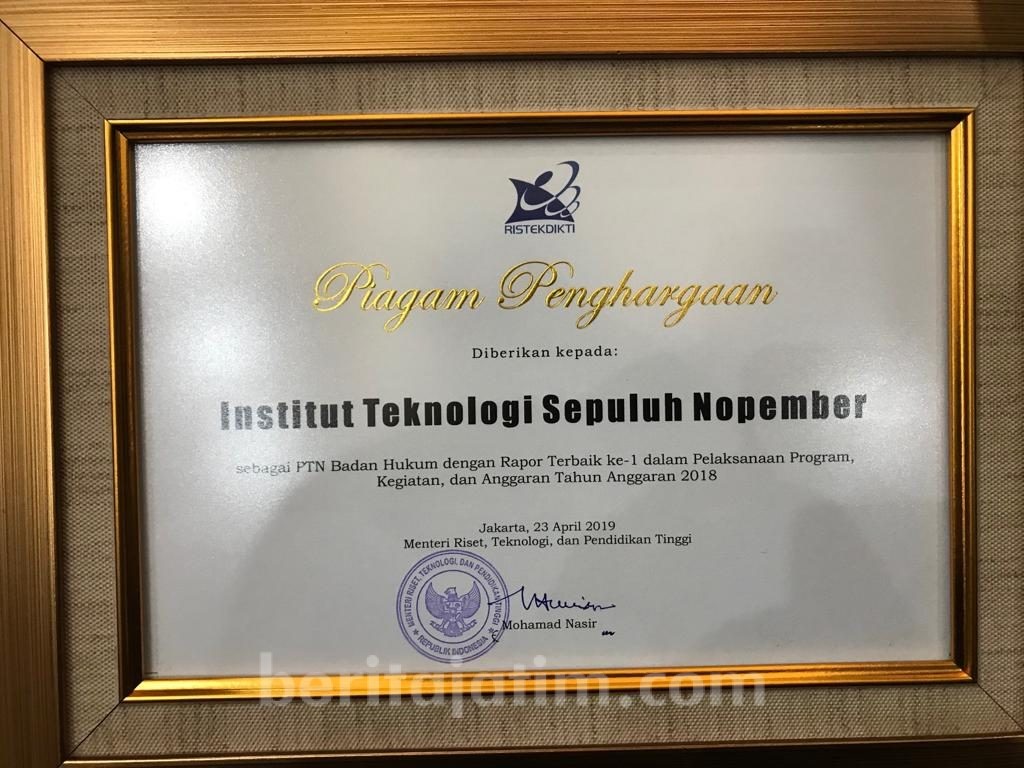 ITS Peringkat Pertama PTN-BH Terbaik Nasional
