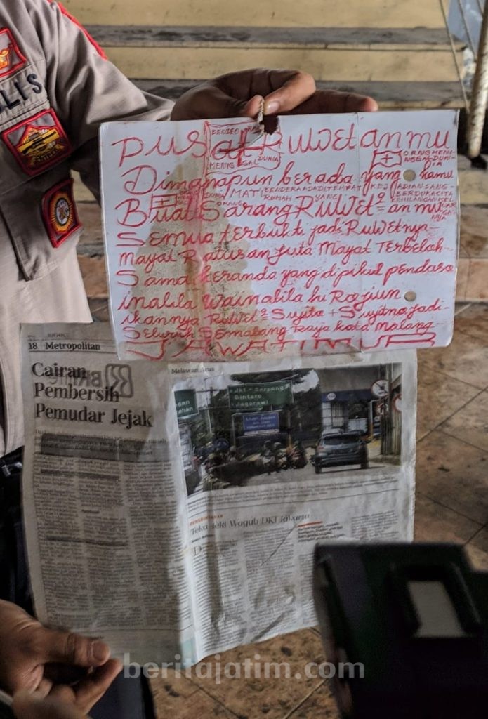 Ada Surat Misterius di TKP Wanita Korban Mutilasi 6 Bagian di Malang