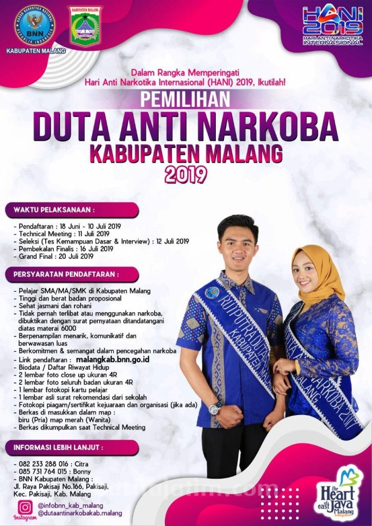Ingin Jadi Duta Antinarkoba Kabupaten Malang? Simak Syarat-syaratnya