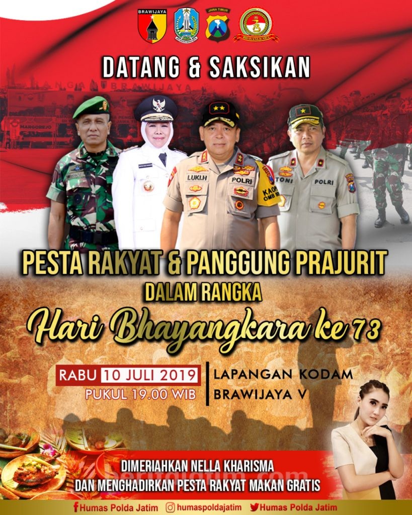 Rayakan HUT Bhayangkara, Polda Jatim Datangkan Nella Kharisma dan Bagikan Makanan Gratis