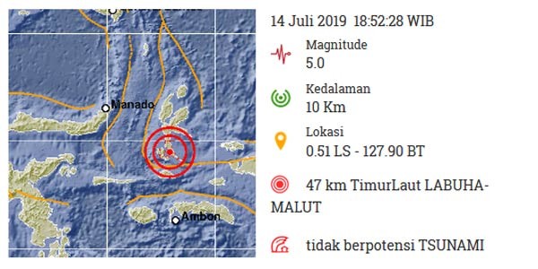 Gempa Bumi M 7,2 Guncang Labuha-Maluku Utara