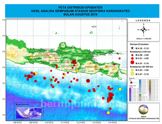 Selama Agustus 2019, Jatim Diguncang Gempa Bumi 80 Kali