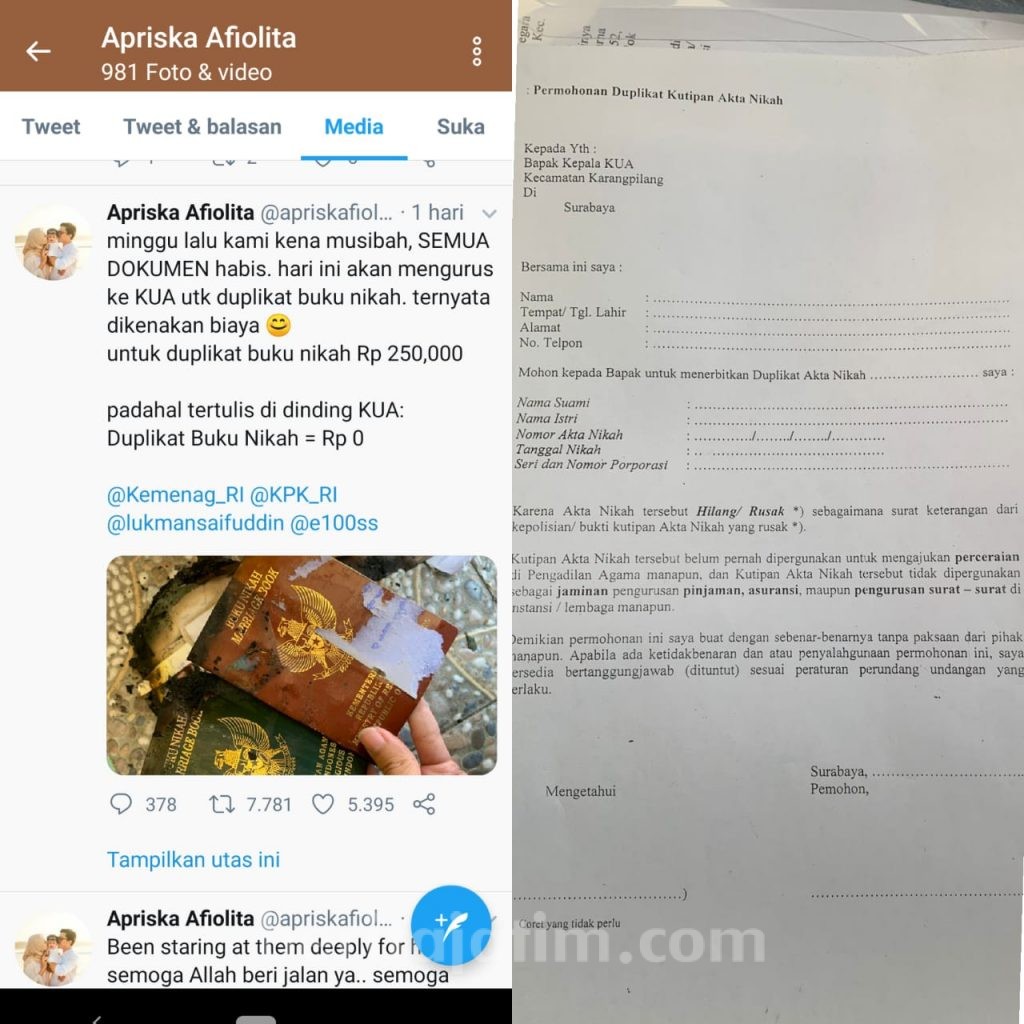 Viral! Urus Buku Duplikat Nikah Diminta Rp 250 Ribu oleh Petugas KUA Karangpilang Surabaya