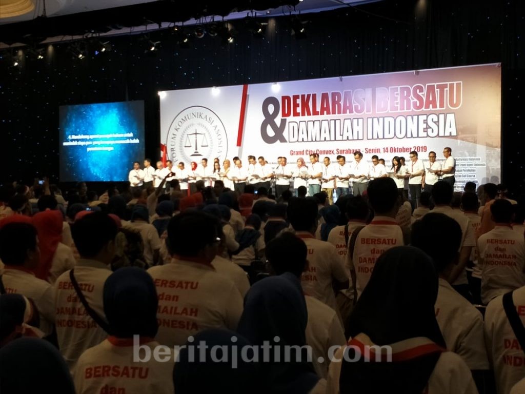 Jelang Pelantikan Presiden, Forkas Jatim ‘Deklarasi Bersatu dan Damailah Indonesia’