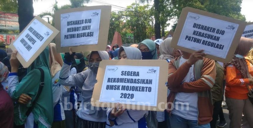 Buruh Aksi di Mojokerto, Ini Tuntutannya