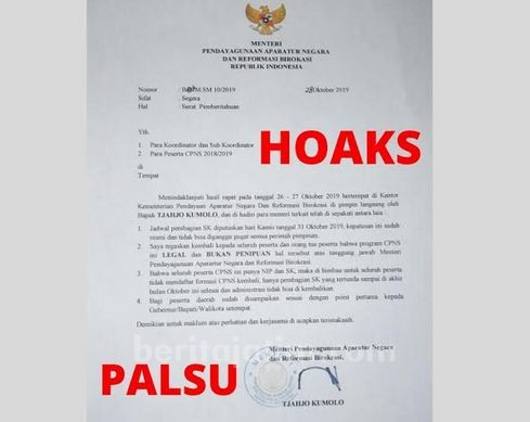 Beredar Surat Palsu Catut Nama Menteri PANRB