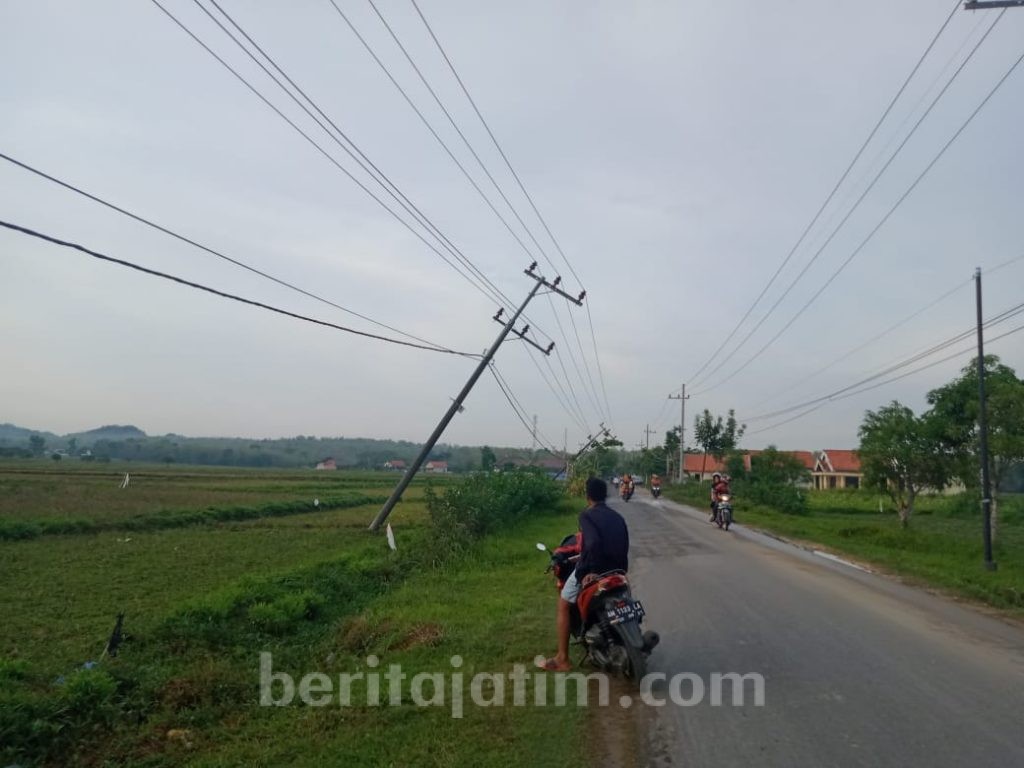 Tertimpa Pohon, Deretan Tiang Listrik di Sampang Miring