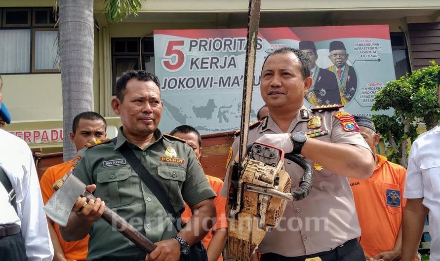 Polresta Banyuwangi Amankan 6 Pelaku Ilegal Logging
