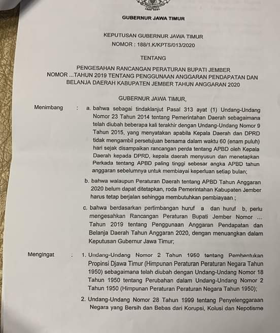 Pemprov Jatim Tak Izinkan Anggaran Hibah dan Bansos, Kecuali Dana Pilbup