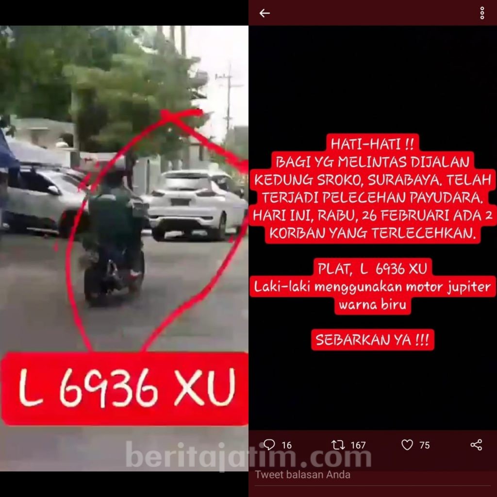Polisi Dalami dan Cari Pelaku Kasus Begal Payudara di Tambaksari