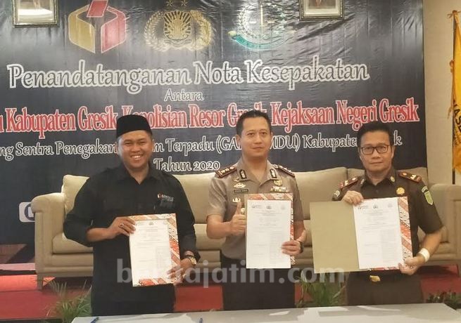 Jelang Pilkada Serentak, Bawaslu MoU dengan Kejari dan Polres Gresik