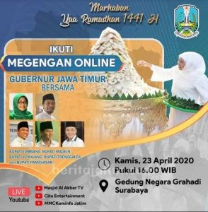 Gubernur Khofifah Megengan Online Bareng Lima Bupati