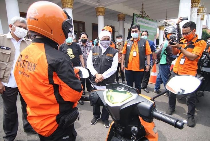 Gandeng Ojol dan PT Pos, Gubernur Khofifah Perluas Layanan Lumbung Pangan