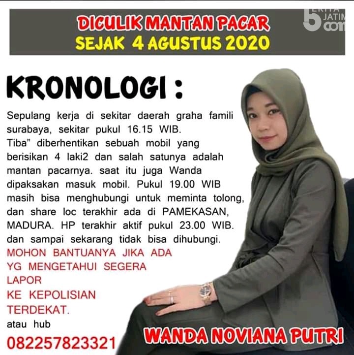 Diduga Penculik, Mantan Pacar Wanda Ditangkap di Sumenep