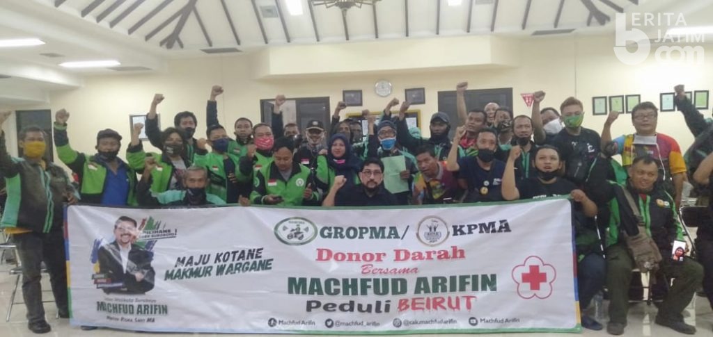 Machfud Arifin Kolaborasi Komunitas Ojol Donorkan Darah untuk Beirut