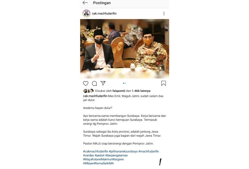 Gambar Emil Diposting di IG Cawali, Ini Tanggapan Bawaslu Surabaya