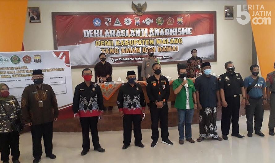 Peserta Wajib Pakai Masker, Polres Malang Gelar Deklarasi Anti Anarkisme