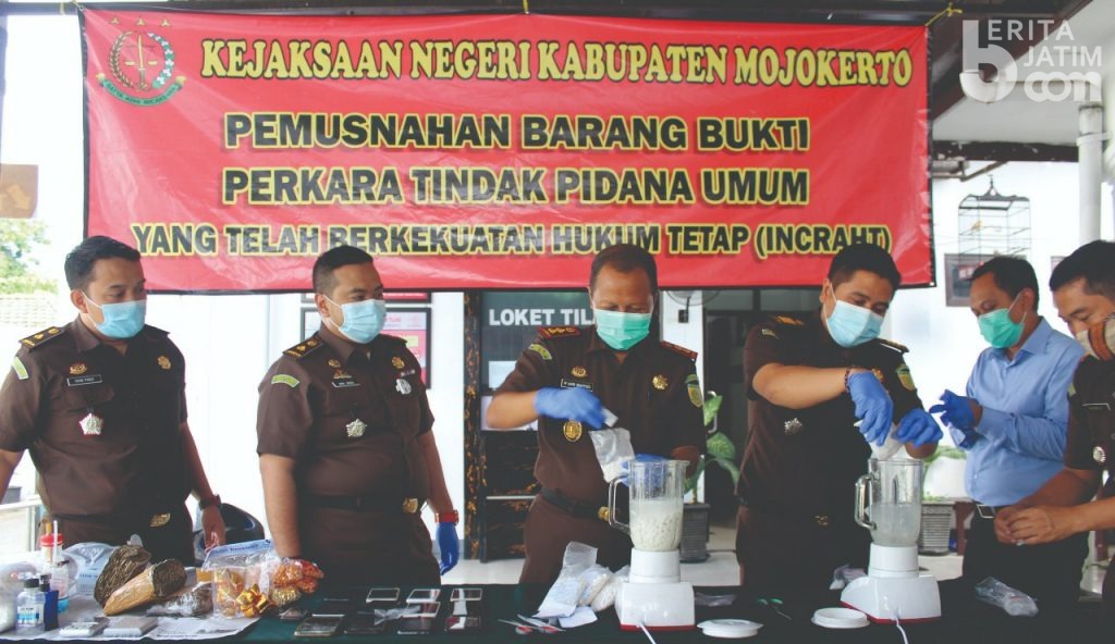 Narkoba Senilai Rp 500 Juta Dimusnahkan Kejari Kabupaten Mojokerto