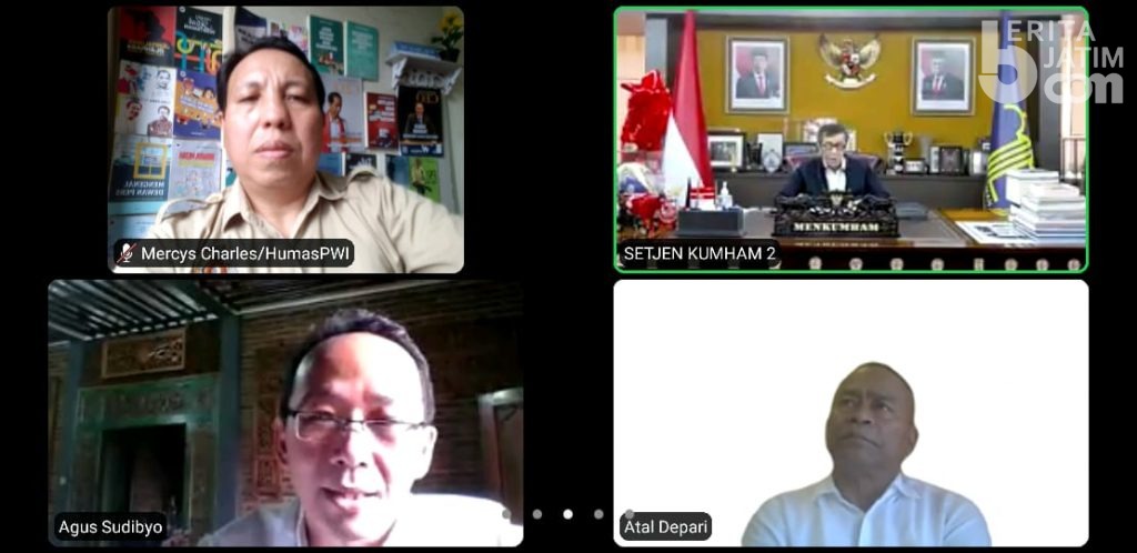 Audiensi Virtual PWI Pusat/Panitia HPN 2021 bersama Menteri Hukum dan Ham