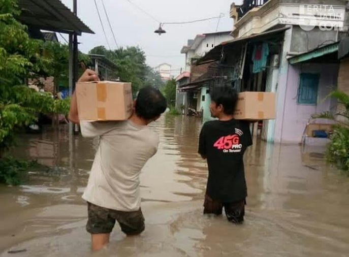 Kawasan Pemukiman di Driyorejo Gresik Banjir