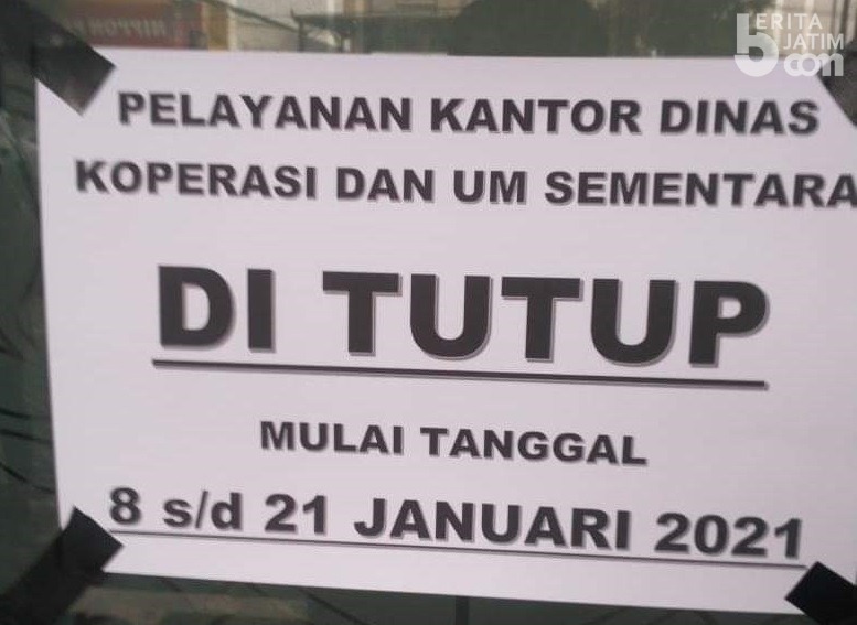 Kantor Dinkop UM Jombang Tutup Setelah Pegawainya Meninggal karena Covid