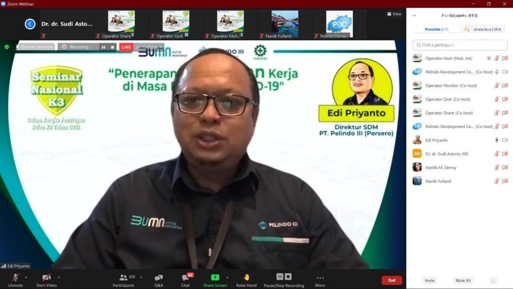 Akhiri Kegiatan Bulan K3 2021, Pelindo III Gelar Webinar Kesehatan Kerja