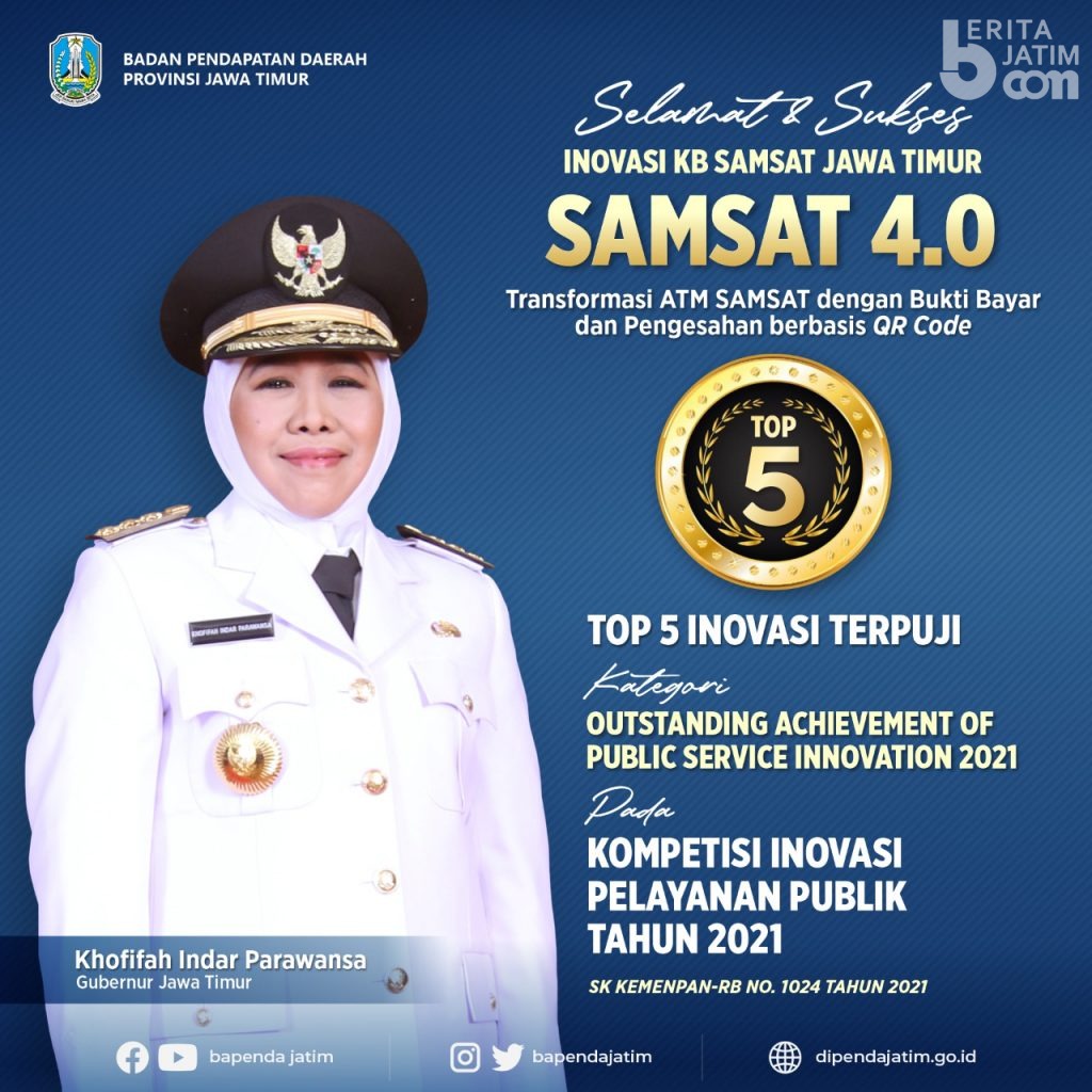 Inovasi Samsat 4.0 Jatim Sabet Top 5 Inovasi Terpuji di KIPP 2021