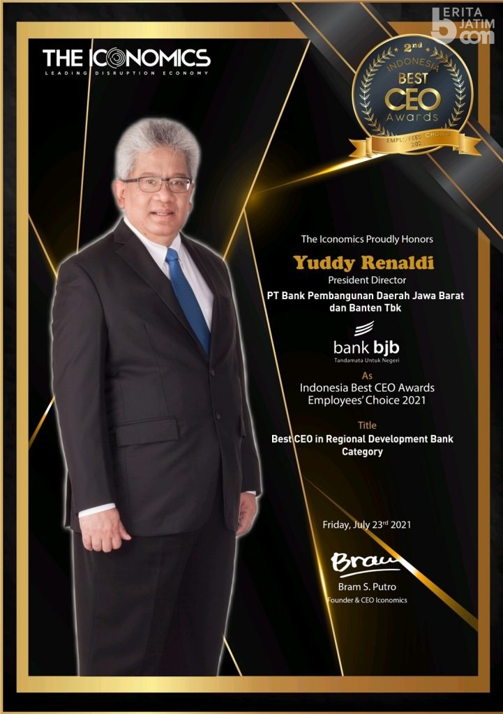 Dirut bank bjb Yuddy Renaldi Raih Penghargaan CEO Terbaik BPD di Indonesia