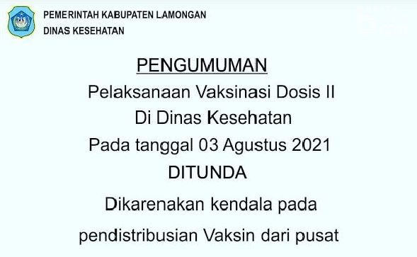 Stok Vaksin di Lamongan Sempat Kosong dan Vaksinasi Ditunda