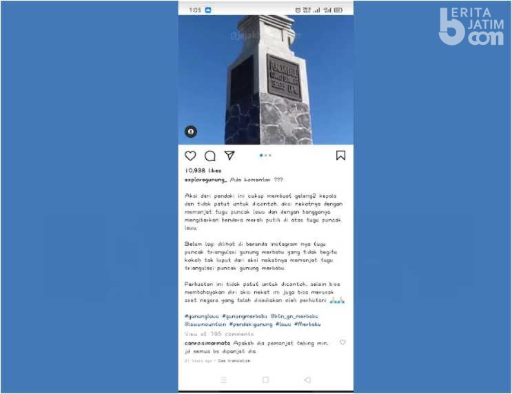 Viral Pemuda Panjat Tugu Hargo Dumilah Gunung Lawu Magetan