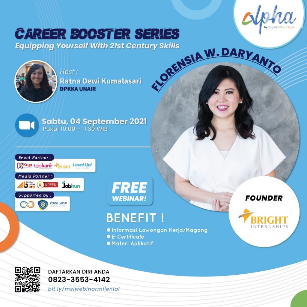 Webinar Career Booster untuk Generasi Milenial Beradaptasi dengan Zaman yang Berubah