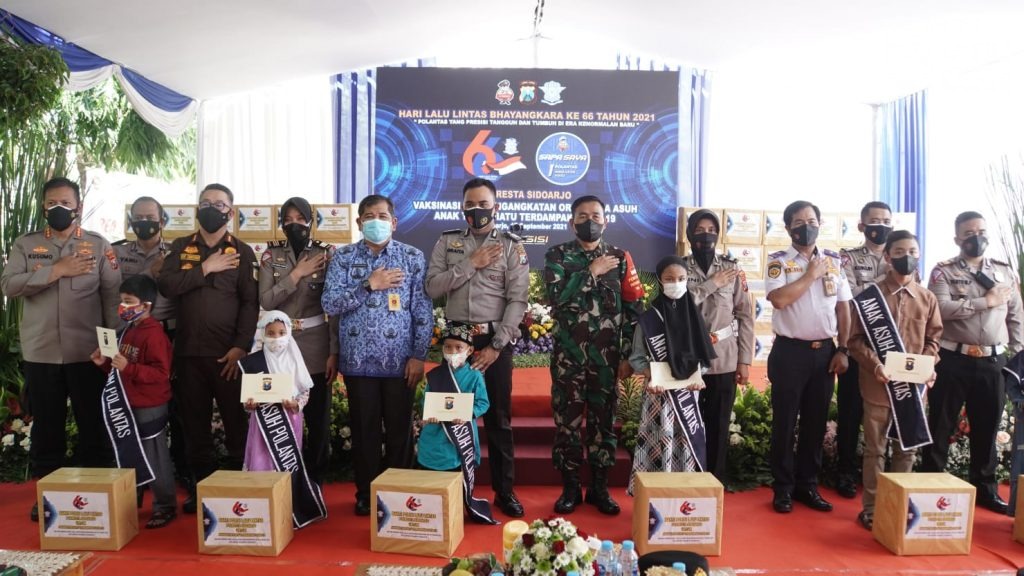 Hari Lalu Lintas Jadi Hari Istimewa Anak Yatim Piatu Terdampak Covid-19 di Sidoarjo