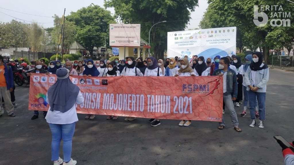 Bergabung dengan Massa Aksi dari Daerah Lain, Ini Tuntutan FSPMI Kabupaten Mojokerto