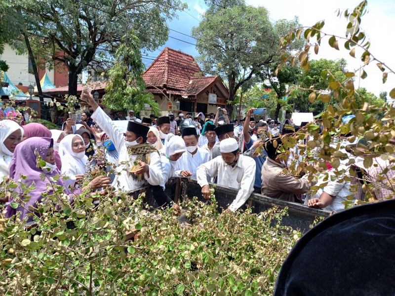 Usir Jin, Massa Aksi Letakkan Ratusan Bibit Daun Bidara di Pemkab Sumenep