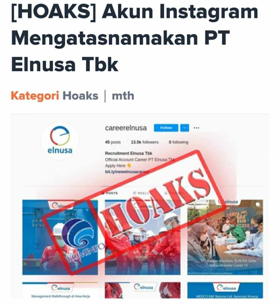 Waspadai Akun Instagram Mengatasnamakan Elnusa Tbk