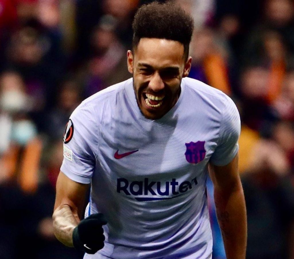 Aubameyang Jadi Juru Selamat, Barcelona Melaju Ke Perempat Final Liga Eropa Selebrasi Aubameyang usai mencetak gol bagi kemenangan Barceloan (Tangkapan Layar Instagram @fcbarcelona)