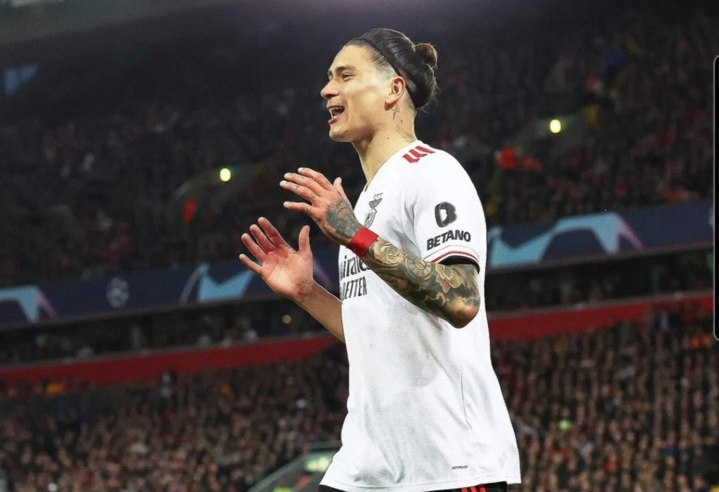 Hujan Gol di Anfield, Liverpool Menang Agregat (6-4) dari Benfica Foto pemain Benfica untuk rayakan gol (Tangkapan Layar Instagram @slbenfica)