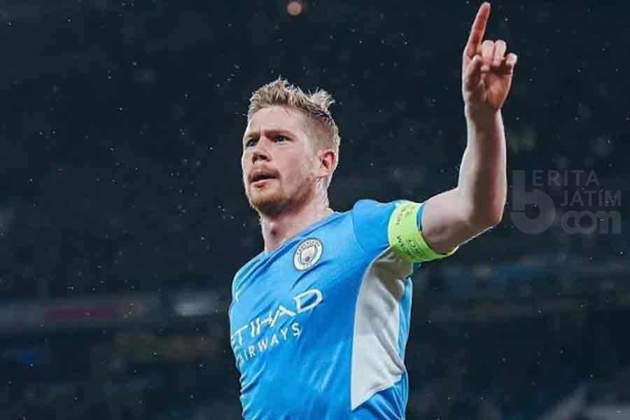 Foto Kevin de Bruyne usai mencetak gol (Tangkapan Layar Instagram @mancity)