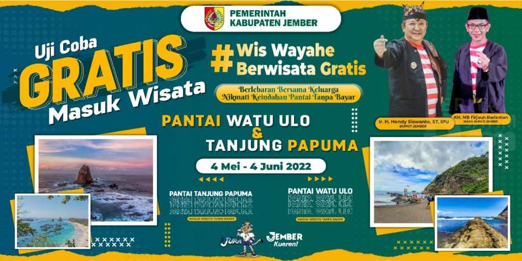 Pemkab Jember Uji Coba Gratiskan Tiket Masuk Papuma dan Watu Ulo