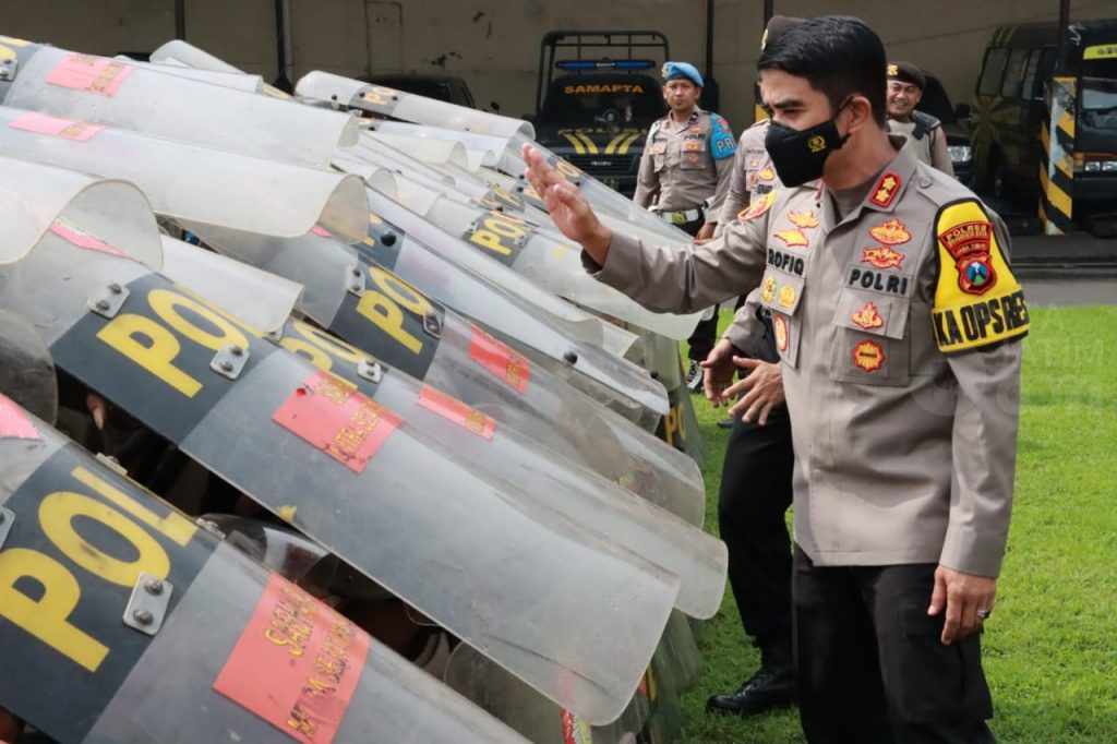 Tingkatkan Kemampuan, Polresta Mojokerto Gelar Latihan Dalmas Rutin