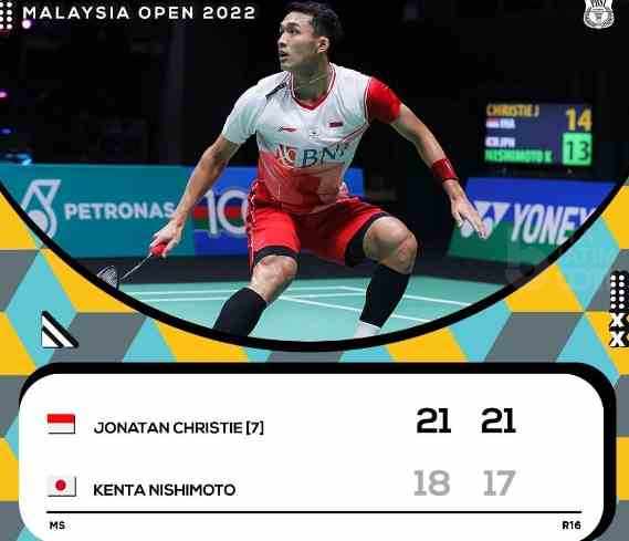 Kalahkan Wakil Jepang, Jonatan Christie Melaju Malaysia Open 2022