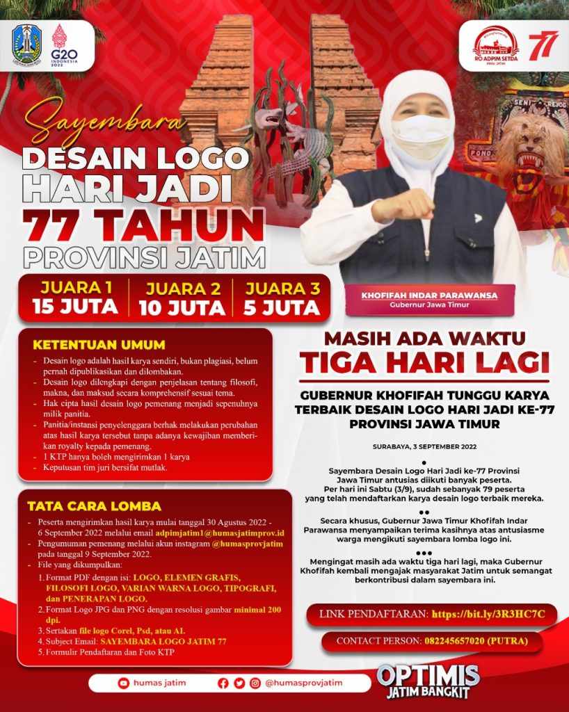 Khofifah Tunggu Karya Terbaik Desain Logo Hari Jadi Ke-77 Provinsi Jatim