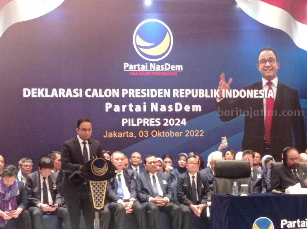 Partai Nasdem Resmi Usung Anies Baswedan sebagai Capres 2024