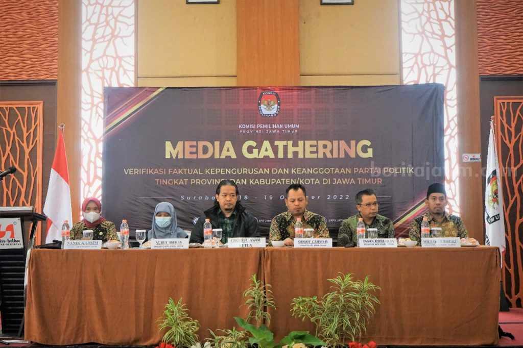 Jelaskan Verifikasi Faktual Parpol, KPU Jatim Gelar Media Gathering
