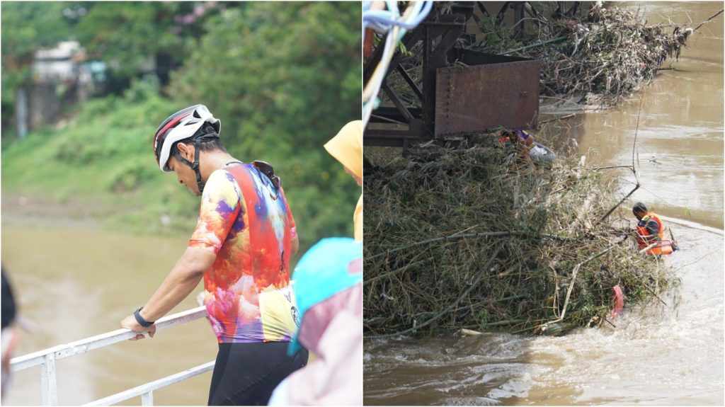 Wali Kota Kediri Tinjau Kolaborasi Pembersihan Bambu di Tiang Penyangga Jembatan Lama