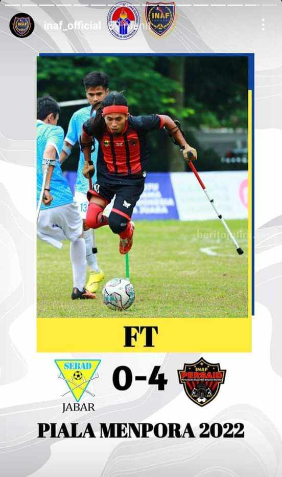 Sepak Bola Amputasi Piala Menpora, Persaid Jember Lindas Depok