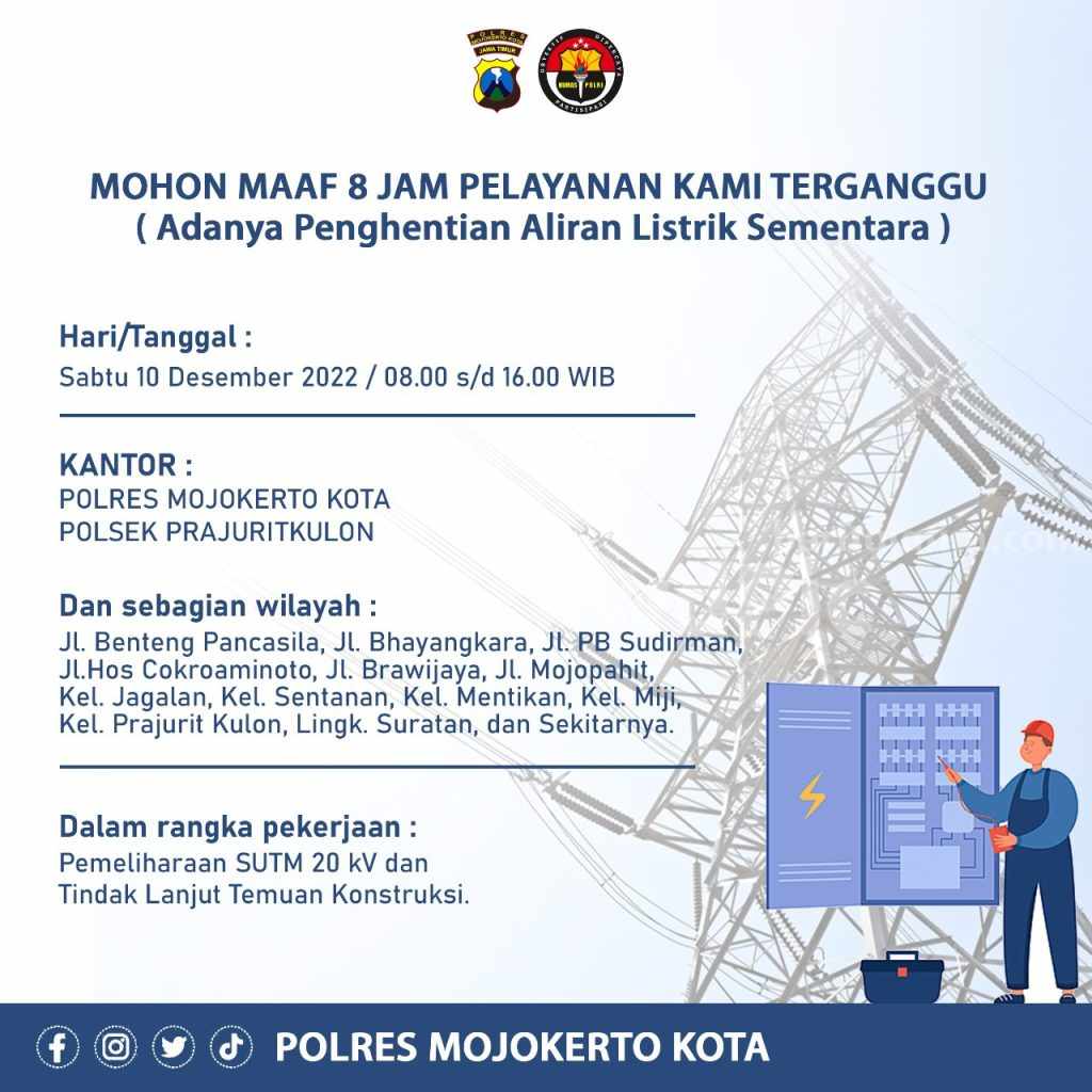 Pemeliharaan SUTM 20 kV, Pelayanan Masyarakat di Polresta Mojokerto Terganggu