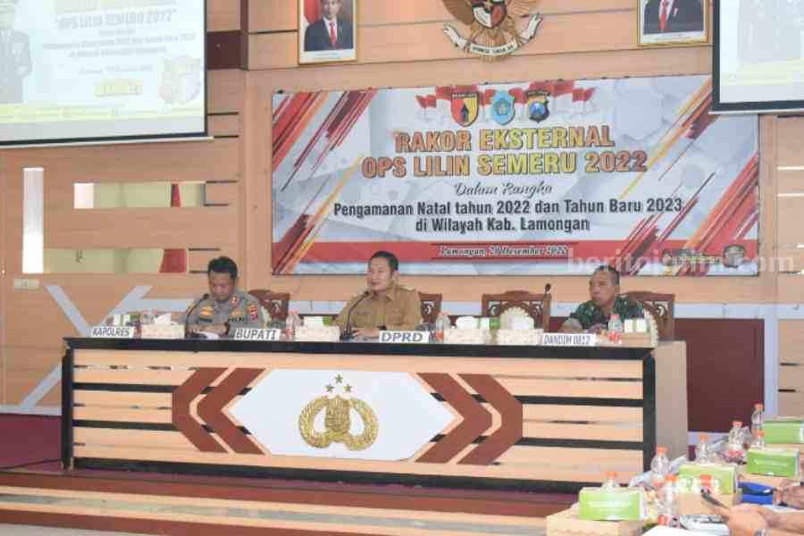 Jelang Nataru, Forkopimda Lamongan Gelar Rakor Eksternal OPS Lilin Semeru 2022