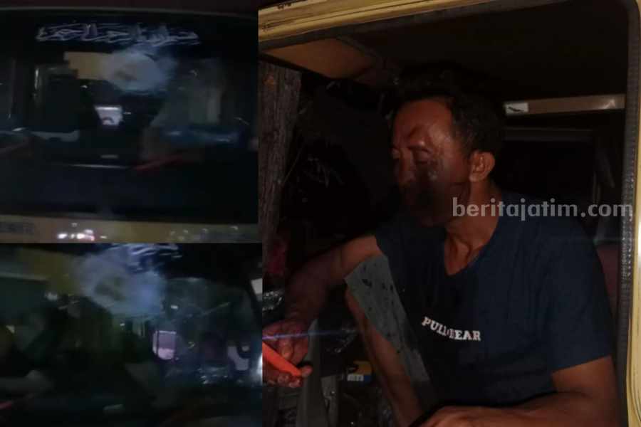 Marak Pelemparan Batu ke Kaca Depan Truk di Hutan Ngimbang Lamongan pelemparan batu kaca truk